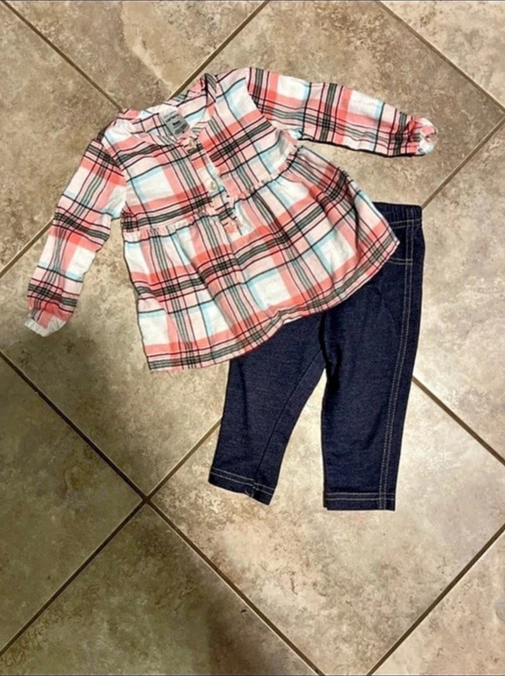 Carter's Kids Plaid Matching Set in Pink & Blue